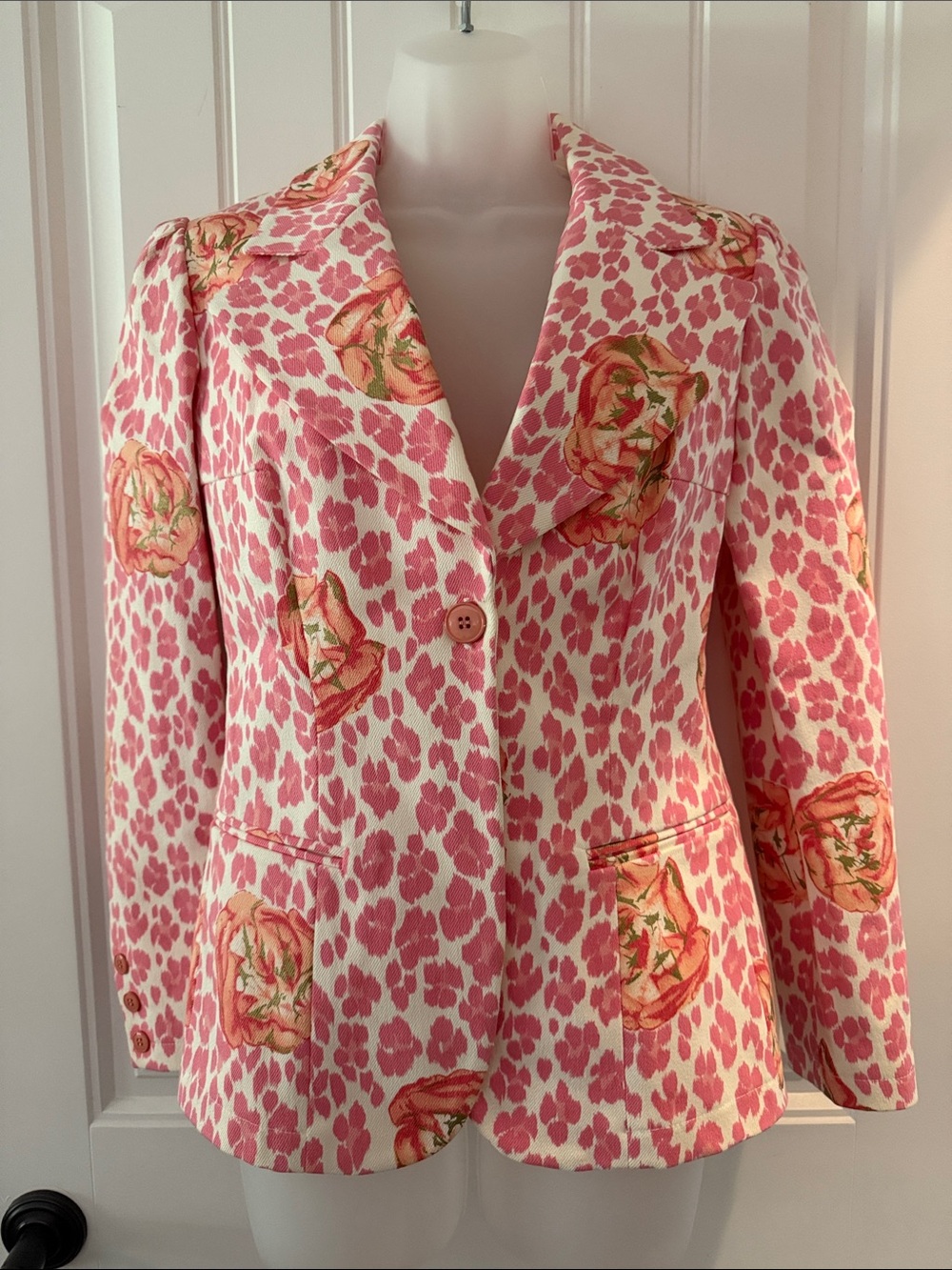Blumarine Pink Floral & Leopard Print Blazer